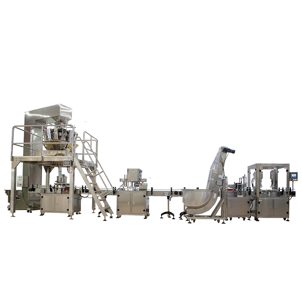 組合秤+封罐機+提升機+旋蓋機